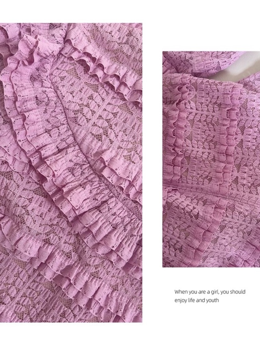 Pink Ruffled Knit Long Sleeve Midi Dress Victorian French Elegant Gown - Picture 9 of 16